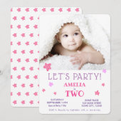Invitation pour une fête d'anniversaire 2 ans avec (Devant / Derrière)