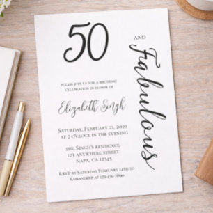 Invitation pour une fête d'anniversaire « 50 ans e