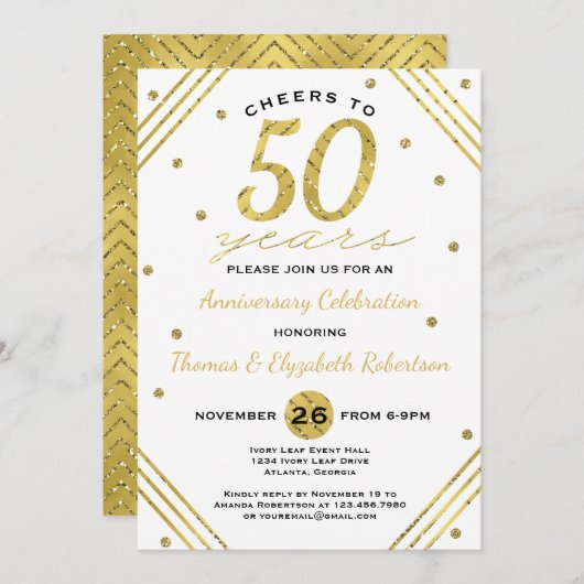 Invitation pour une fête d'anniversaire 50 ans, Fa (Devant / Derrière)