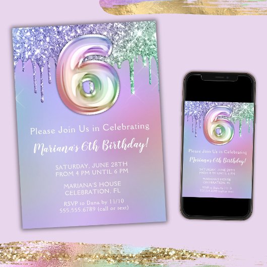 Invitation pour une fête d'anniversaire 6 ans avec