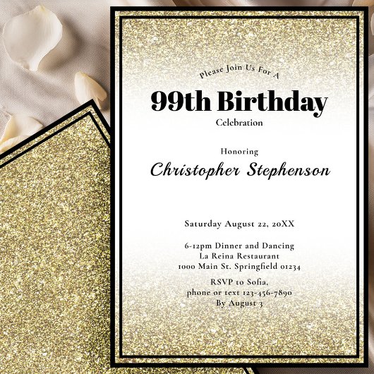 Invitation pour une fête d'anniversaire 99 ans en