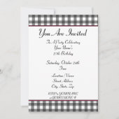 Invitation pour une fête d'anniversaire à carreaux (Devant)