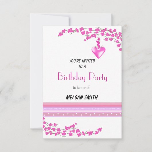 Invitation pour une fête d'anniversaire à Fleur Ro (Devant)