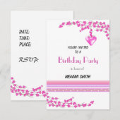 Invitation pour une fête d'anniversaire à Fleur Ro (Devant / Derrière)