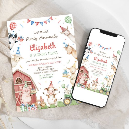 Invitation pour une fête d'anniversaire à la ferme