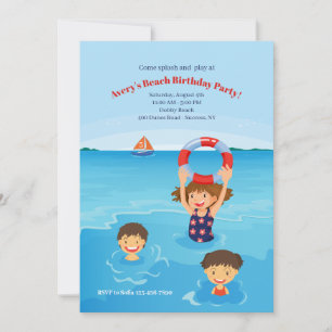Invitation pour une fête d'anniversaire à la plage