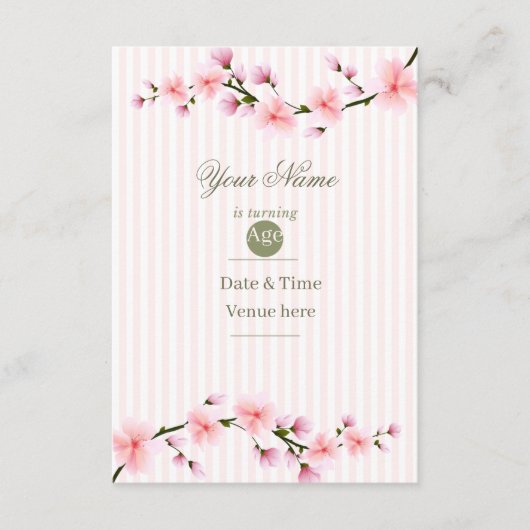 Invitation pour une fête d'anniversaire à rayures (Devant)