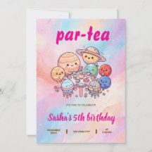 Invitation pour une fête d'anniversaire à thé, mig