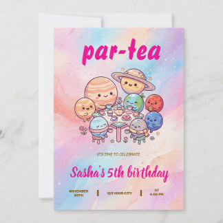 Invitation pour une fête d'anniversaire à thé, mig