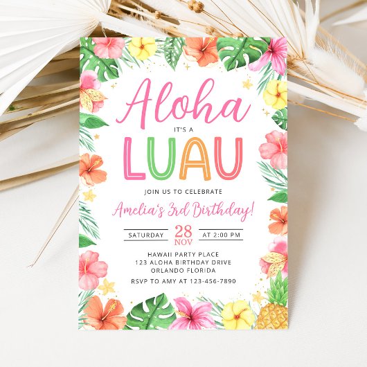 Invitation pour une fête d'anniversaire Aloha Trop
