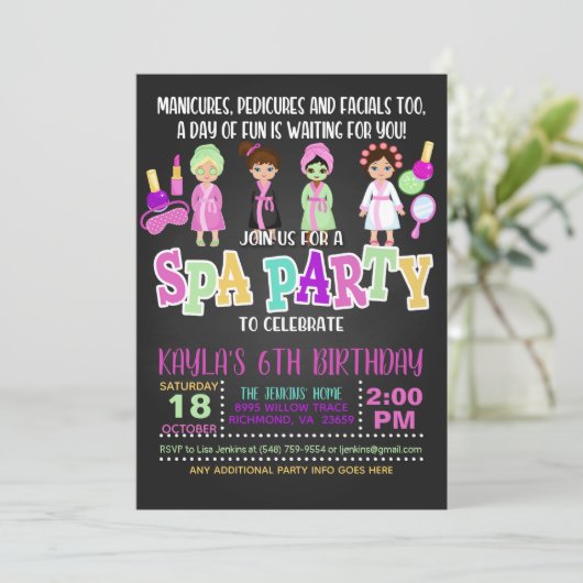 Invitation pour une fête d'anniversaire au spa - F (Debout devant)