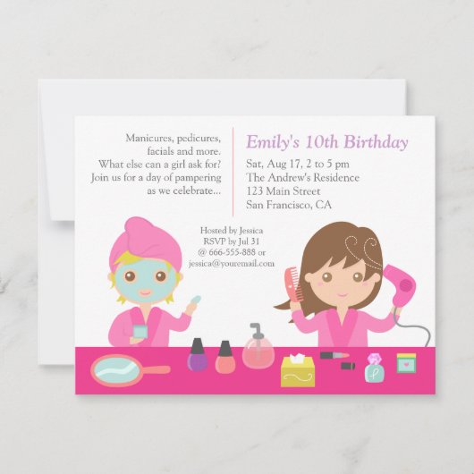 Invitation pour une fête d'anniversaire au Spa Ros (Devant)
