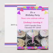 Invitation pour une fête d'anniversaire avec Cupca (Devant / Derrière)