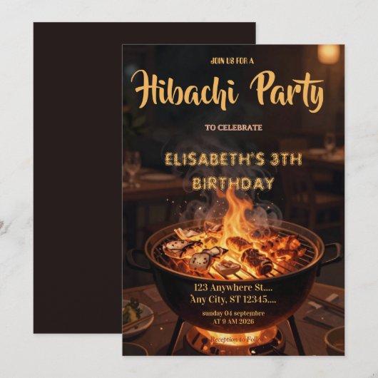 Invitation pour une fête d'anniversaire avec dîner (Devant / Derrière)