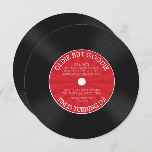 Invitation pour une fête d'anniversaire avec disqu (Devant / Derrière)