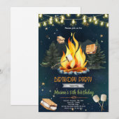 Invitation pour une fête d'anniversaire avec feu d (Devant / Derrière)