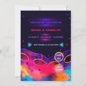 Invitation pour une fête d'anniversaire avec néon  (Devant)