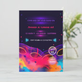 Invitation pour une fête d'anniversaire avec néon  (Debout devant)