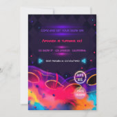 Invitation pour une fête d'anniversaire avec néon (Devant)