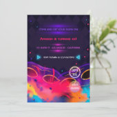 Invitation pour une fête d'anniversaire avec néon (Debout devant)