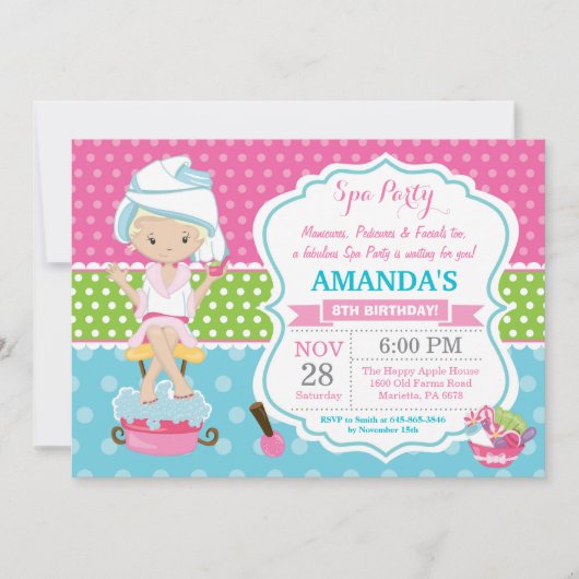 Invitation pour une fête d'anniversaire avec nuité (Devant)
