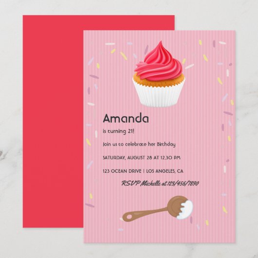 Invitation pour une fête d'anniversaire avec un cu (Devant / Derrière)