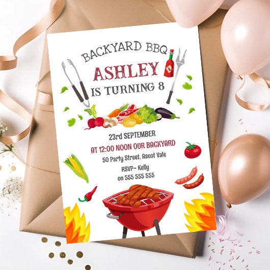 Invitation pour une fête d'anniversaire BBQ dans l
