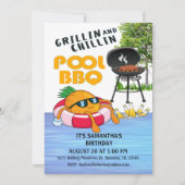 Invitation pour une fête d'anniversaire BBQ Piscin (Devant)