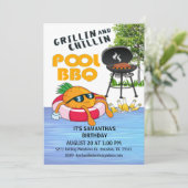 Invitation pour une fête d'anniversaire BBQ Piscin (Debout devant)