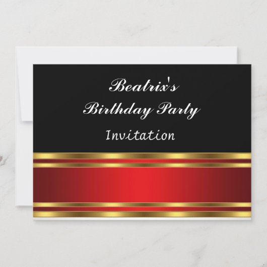 Invitation pour une fête d'anniversaire Black Red (Devant)