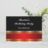 Invitation pour une fête d'anniversaire Black Red (Debout devant)