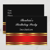 Invitation pour une fête d'anniversaire Black Red (Devant / Derrière)