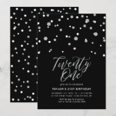 Invitation pour une fête d'anniversaire Black & Si (Devant / Derrière)
