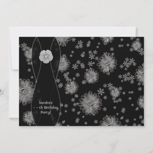 Invitation pour une fête d'anniversaire Black Silv (Devant)