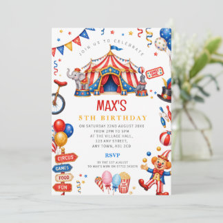 Invitation pour une fête d'anniversaire cirque pou