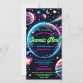 Invitation pour une fête d'anniversaire Cosmic Glo (Devant)