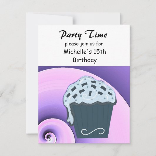 Invitation pour une fête d'anniversaire Cupcake (Devant)