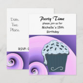 Invitation pour une fête d'anniversaire Cupcake (Devant / Derrière)