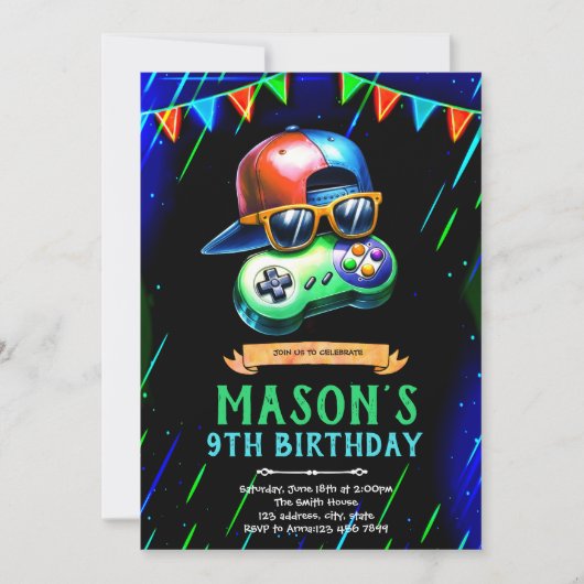 Invitation pour une fête d'anniversaire d'adolesce (Devant)
