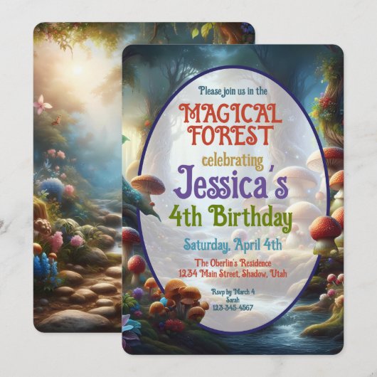 Invitation pour une fête d'anniversaire dans une f (Devant / Derrière)
