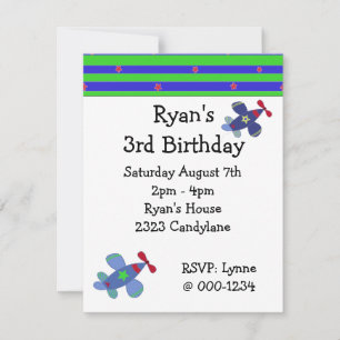 Invitation pour une fête d'anniversaire d'avions e