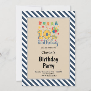 Invitation pour une fête d'anniversaire de 10 ans 