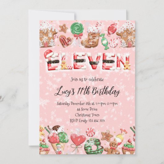 Invitation pour une fête d'anniversaire de 11 ans (Devant)