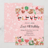 Invitation pour une fête d'anniversaire de 11 ans (Devant / Derrière)