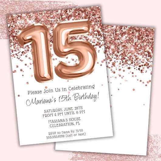 Invitation pour une fête d'anniversaire de 15 ans