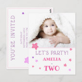 Invitation pour une fête d'anniversaire de 2 ans (Devant / Derrière)