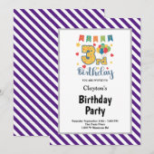 Invitation pour une fête d'anniversaire de 3 ans e (Devant / Derrière)