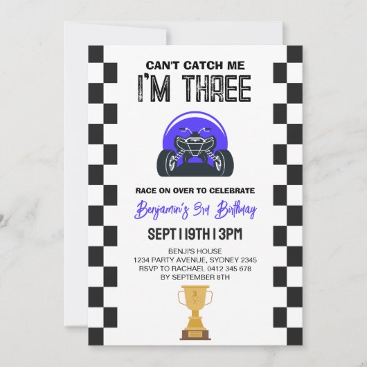 Invitation pour une fête d'anniversaire de 3 ans p (Devant)