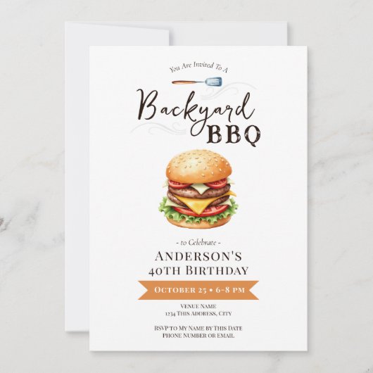 Invitation pour une fête d'anniversaire de 40 ans  (Devant)