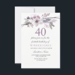 Invitation pour une fête d'anniversaire de 40 ans<br><div class="desc">Carte d'invitation pour une fille pour une fête d'anniversaire de 40 ans avec une jolie fleur violette

Carte parfaite pour votre occasion spéciale

 Collection assortie dans la boutique Niche and Nest. Conception courtoisie de : https://www.etsy.com/shop/SmallHouseBigPony</div>